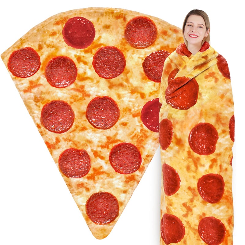 Jorbest Pizza Blanket Adult Size 80 Inches Birthday Gifts for Women Men Mom Teen Boys Girls, Novelty Pizza Throw Blanket Funny Gifts for Adult and Kids, 285 GSM Soft Flannel Fun Food Blanket (Red) - Image 1